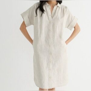 J. Crew Irish Linen Shirt Dress in Cream
